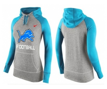 Women Nike Detroit Lions Performance Hoodie Grey & Light Blue