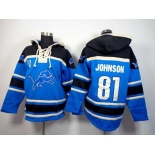 nike nfl jerseys detroit lions #81 calvin johnson black-blue[pullover hooded sweatshirt]