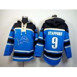 nike nfl jerseys detroit lions #9 stafford black-blue[pullover hooded sweatshirt]