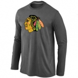 NHL Chicago Blackhawks Big & Tall Logo D.Grey Long Sleeve T-Shirt