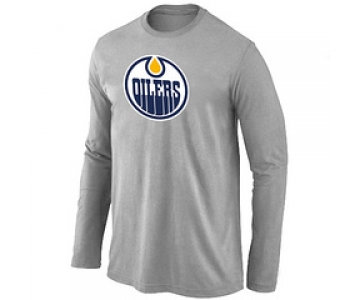 NHL Edmonton Oilers Big & Tall Logo Light grey Long Sleeve T-Shirt