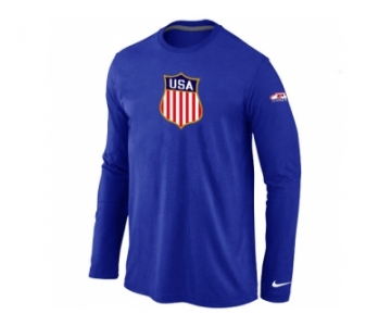 Nike Team USA Hockey Winter Olympics KO Collection Locker Room Long Sleeve T-Shirt Blue