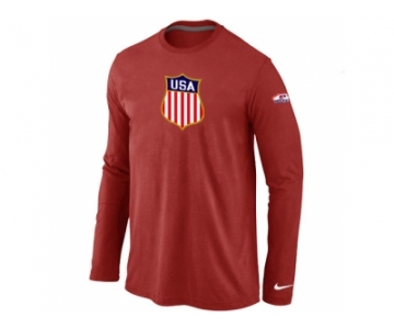 Nike Team USA Hockey Winter Olympics KO Collection Locker Room Long Sleeve T-Shirt Red