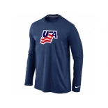 Nike USA Graphic Legend Performance Collection Locker Room Long Sleeve T-Shirt D.Blue