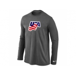 Nike USA Graphic Legend Performance Collection Locker Room Long Sleeve T-Shirt D.Grey