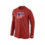 Nike USA Graphic Legend Performance Collection Locker Room Long Sleeve T-Shirt Red