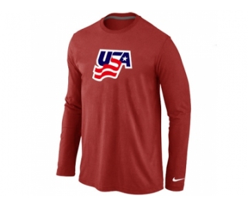 Nike USA Graphic Legend Performance Collection Locker Room Long Sleeve T-Shirt Red