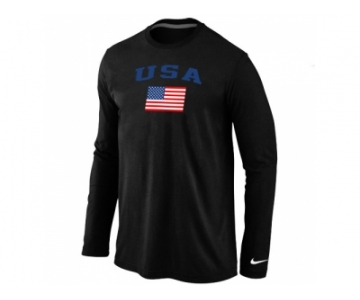 USA Olympics USA Flag Collection Locker Room Long Sleeve T-Shirt Black