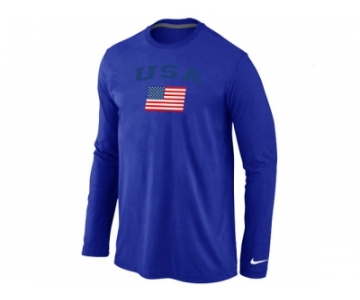 USA Olympics USA Flag Collection Locker Room Long Sleeve T-Shirt Blue