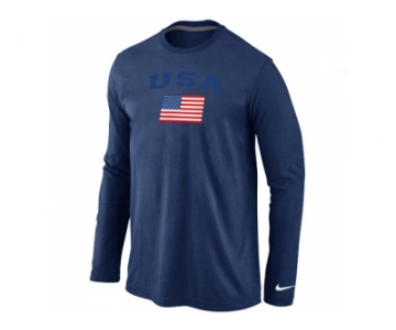 USA Olympics USA Flag Collection Locker Room Long Sleeve T-Shirt D.Blue