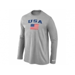 USA Olympics USA Flag Collection Locker Room Long Sleeve T-Shirt L.Grey