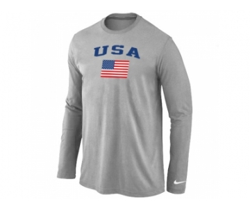 USA Olympics USA Flag Collection Locker Room Long Sleeve T-Shirt L.Grey