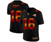 Los Angeles Rams #16 Jared Goff Men's Black Nike Red Orange Stripe Vapor Limited NFL Jersey