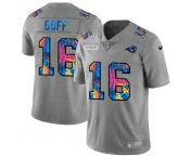 Los Angeles Rams #16 Jared Goff Men's Nike Multi-Color 2020 NFL Crucial Catch NFL Jersey Greyheather