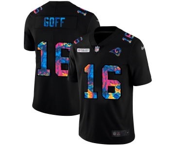 Los Angeles Rams #16 Jared Goff Men's Nike Multi-Color Black 2020 NFL Crucial Catch Vapor Untouchable Limited Jersey