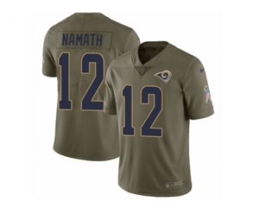 Men Nike Los Angeles Rams #12 Joe Namath Limited Olive 2017 Salute to Service NFL Jersey