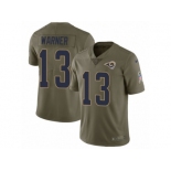 Men Nike Los Angeles Rams #13 Kurt Warner Limited Olive 2017 Salute to Service NFL Jersey