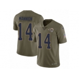 Men Nike Los Angeles Rams #14 Sean Mannion Limited Olive 2017 Salute to Service NFL Jersey