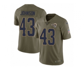 Men Nike Los Angeles Rams #43 John Johnson Limited Olive 2017 Salute to Service NFL Jersey