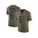 Men Nike Los Angeles Rams #6 Johnny Hekker Limited Olive 2017 Salute to Service NFL Jersey