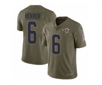 Men Nike Los Angeles Rams #6 Johnny Hekker Limited Olive 2017 Salute to Service NFL Jersey