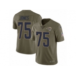 Men Nike Los Angeles Rams #75 Deacon Jones Limited Olive 2017 Salute to Service NFL Jersey