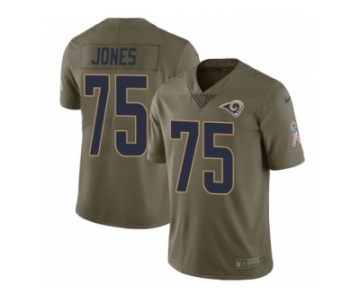 Men Nike Los Angeles Rams #75 Deacon Jones Limited Olive 2017 Salute to Service NFL Jersey