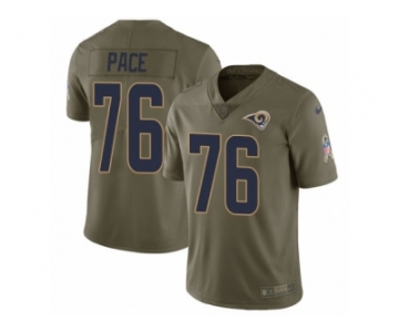 Men Nike Los Angeles Rams #76 Orlando Pace Limited Olive 2017 Salute to Service NFL Jersey