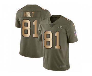 Men Nike Los Angeles Rams #81 Torry Holt Limited Olive Gold 2017 Salute to Service NFL Jersey