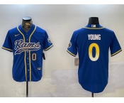 Men's Los Angeles Rams #0 Byron Young Royal Cool Base Stitched Baseball Jersey