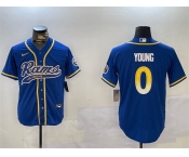 Men's Los Angeles Rams #0 Byron Young Royal Cool Base Stitched Baseball Jerseys