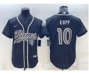 Men's Los Angeles Rams #10 Cooper Kupp Black Reflective With Patch Cool Base Stitched Baseball Jersey