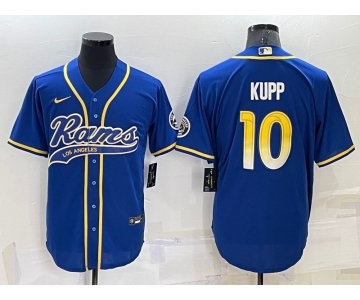 Men's Los Angeles Rams #10 Cooper Kupp Blue Stitched Cool Base Nike Baseball Jersey