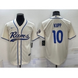 Men's Los Angeles Rams #10 Cooper Kupp Cream Stitched Cool Base Nike Baseball Jersey