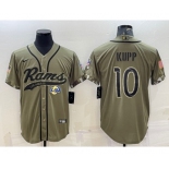 Men's Los Angeles Rams #10 Cooper Kupp Olive 2022 Salute to Service Cool Base Stitched Baseball Jersey