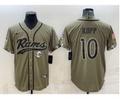 Men's Los Angeles Rams #10 Cooper Kupp Olive 2022 Salute to Service Cool Base Stitched Baseball Jersey