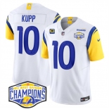 Men's Los Angeles Rams #10 Cooper Kupp White 2024 NFC West Champions With 4-Star C Patch F.U.S.E. Vapor Untouchable Stitched Football Jersey