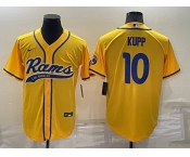 Men's Los Angeles Rams #10 Cooper Kupp Yellow Stitched Cool Base Nike Baseball Jersey