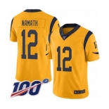 Men's Los Angeles Rams #12 Joe Namath Limited Gold Rush Vapor Untouchable 100th Season Football Jersey