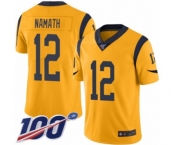 Men's Los Angeles Rams #12 Joe Namath Limited Gold Rush Vapor Untouchable 100th Season Football Jersey