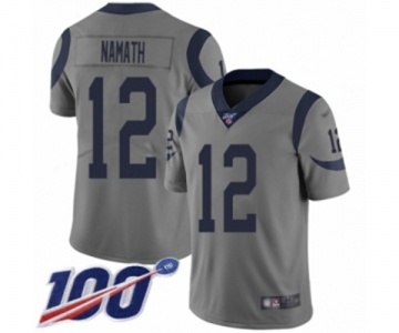 Men's Los Angeles Rams #12 Joe Namath Limited Gray Inverted Legend 100th Season Football Jersey