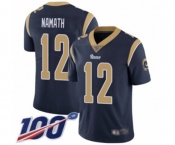 Men's Los Angeles Rams #12 Joe Namath Navy Blue Team Color Vapor Untouchable Limited Player 100th Season Football Jersey