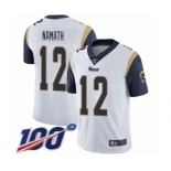 Men's Los Angeles Rams #12 Joe Namath White Vapor Untouchable Limited Player 100th Season Football Jersey