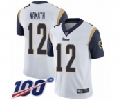 Men's Los Angeles Rams #12 Joe Namath White Vapor Untouchable Limited Player 100th Season Football Jersey