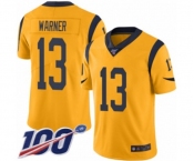 Men's Los Angeles Rams #13 Kurt Warner Limited Gold Rush Vapor Untouchable 100th Season Football Jersey