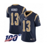 Men's Los Angeles Rams #13 Kurt Warner Navy Blue Team Color Vapor Untouchable Limited Player 100th Season Football Jersey