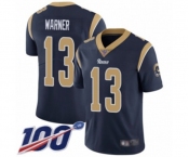 Men's Los Angeles Rams #13 Kurt Warner Navy Blue Team Color Vapor Untouchable Limited Player 100th Season Football Jersey