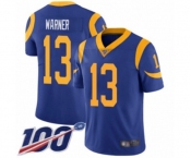 Men's Los Angeles Rams #13 Kurt Warner Royal Blue Alternate Vapor Untouchable Limited Player 100th Season Football Jersey