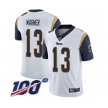 Men's Los Angeles Rams #13 Kurt Warner White Vapor Untouchable Limited Player 100th Season Football Jersey