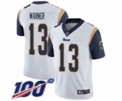 Men's Los Angeles Rams #13 Kurt Warner White Vapor Untouchable Limited Player 100th Season Football Jersey